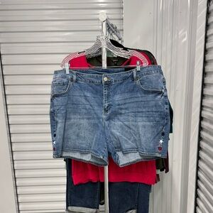 Lane Bryant | Denim Shorts with Red, White and Blue Star Embroidery | size 22
